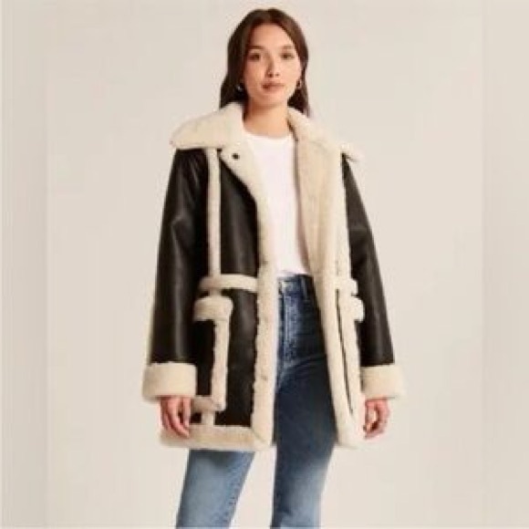 Abercrombie & Fitch Jackets & Blazers - Abercrombie & Fitch Leather Jacket with Cream Accents
